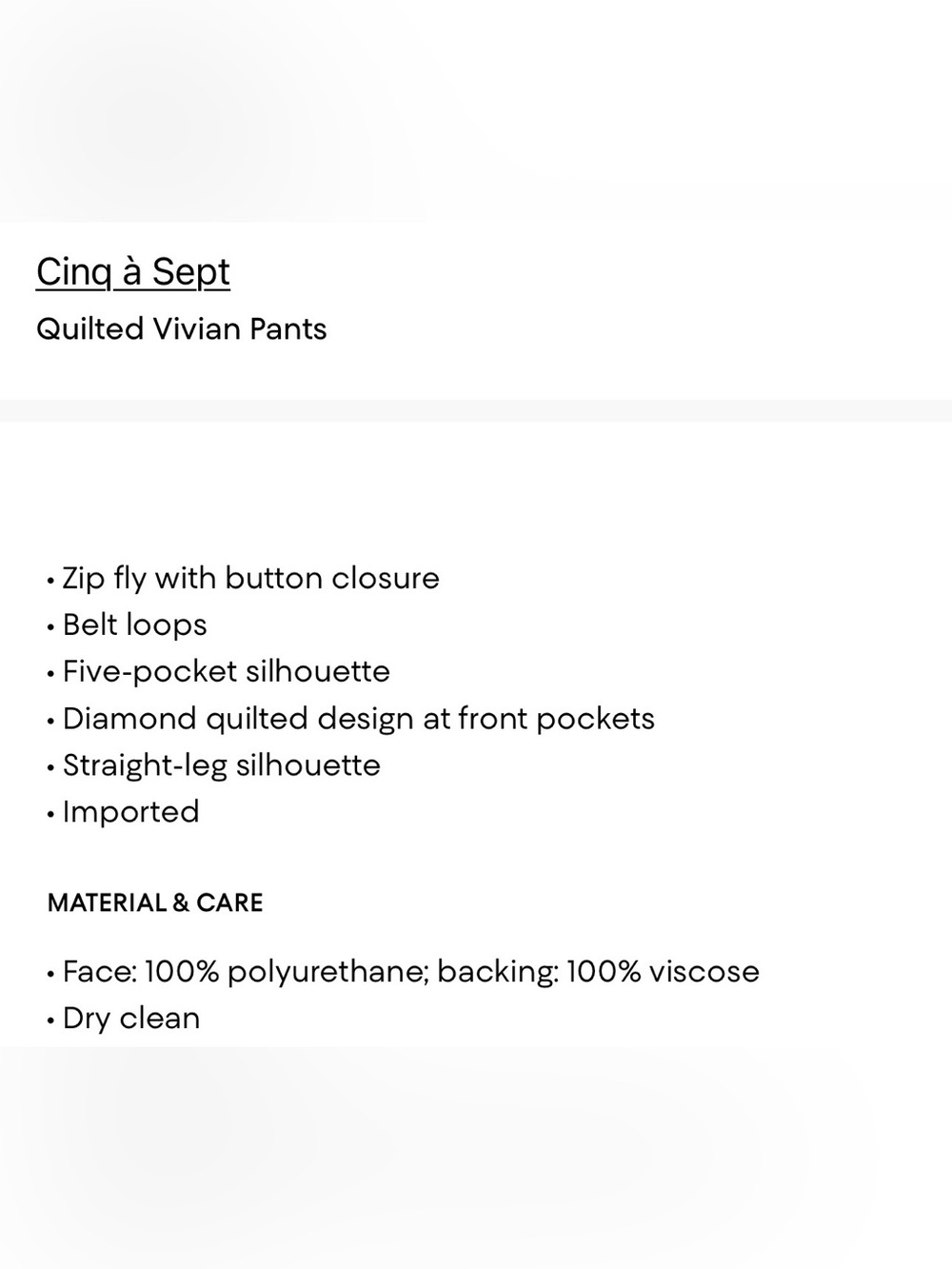 Cinq a Sept Quilted Vivian Pants - Picture 7 of 7